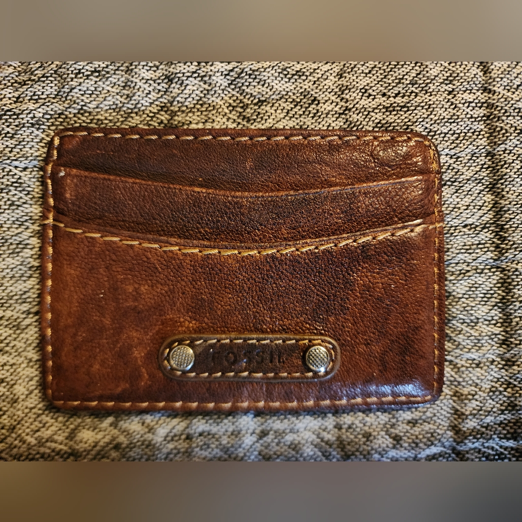 Fossil Leather Card Holder Brown Leather Fossil Leather Card Holder Brown Leather